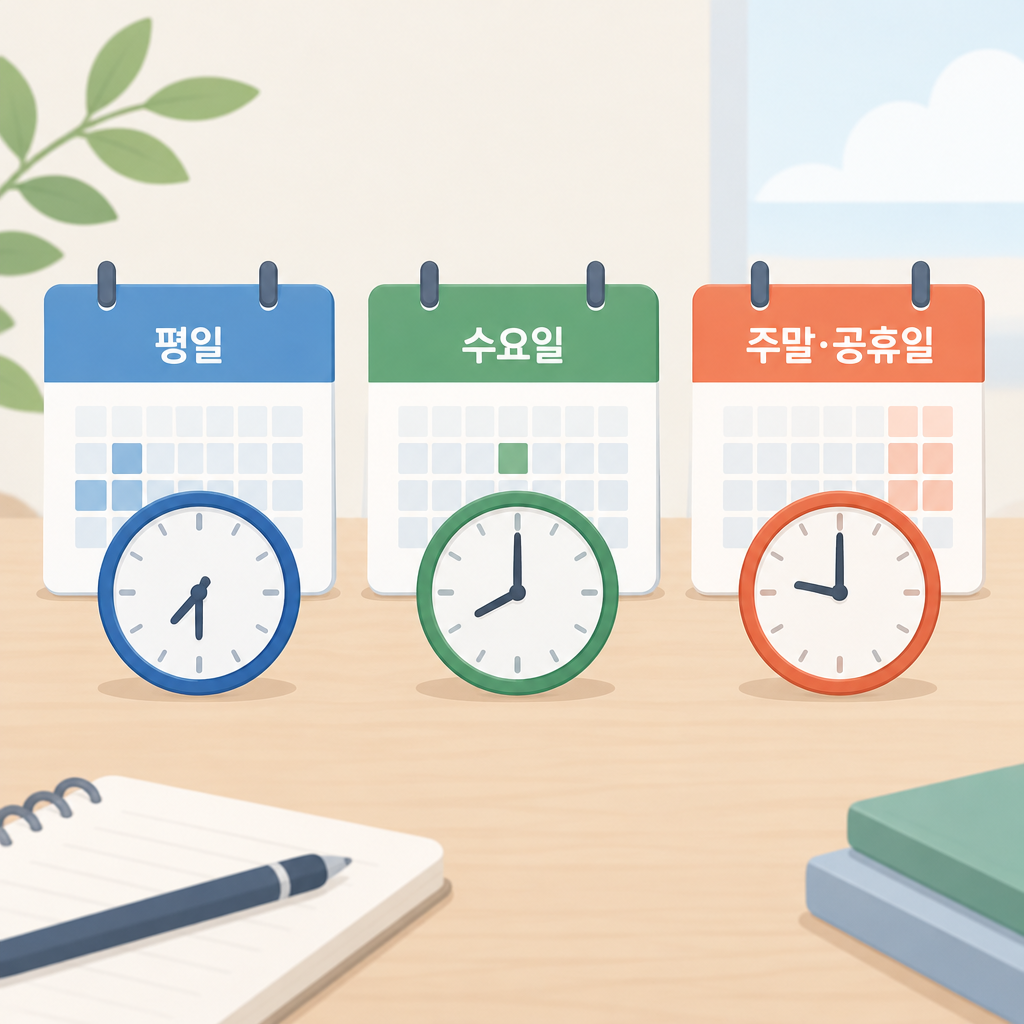 AI 생성 설명 이미지: 서초 한방병원 장덕 한방병원 | 평일·수요일·주말 및 공휴일 진료 종료 시각